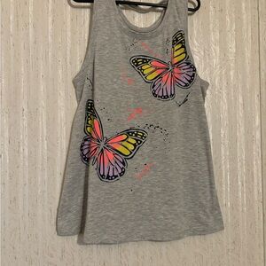 💕 (4 for $15) Gray Tank Top with Colorful Butterfly Design